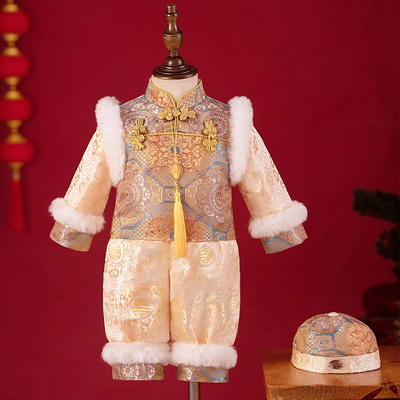 男寶寶周歲嬰兒一周歲拜年兒童抓周冬季唐裝中式衣服禮服男童漢服