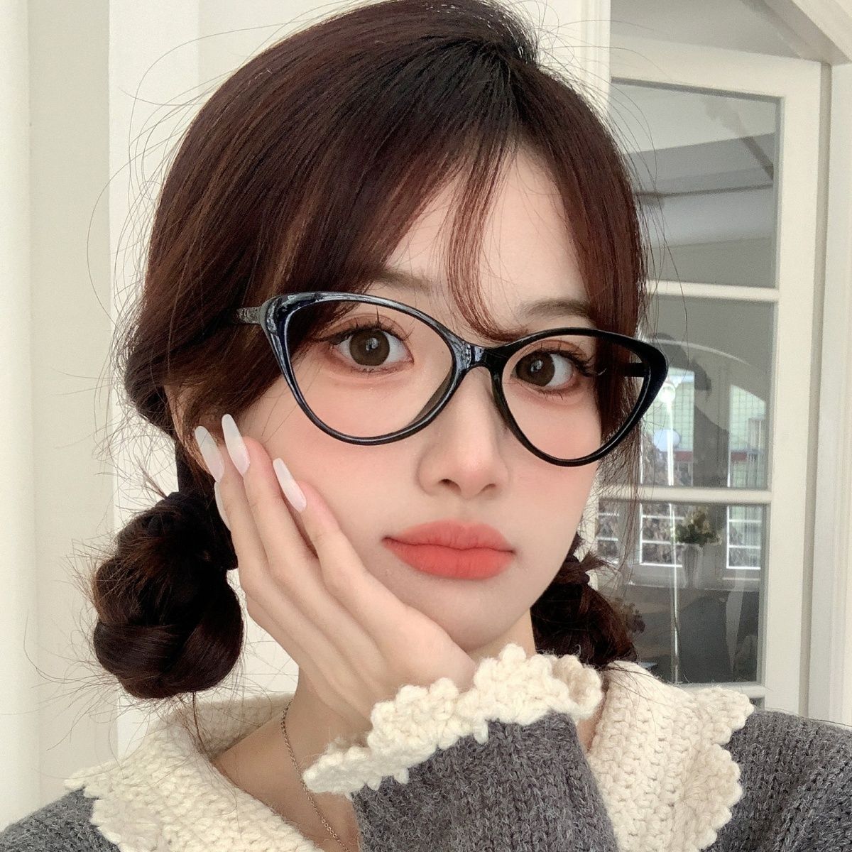 Mona網紅同款三角貓眼蝶形辣妹眼鏡架可配度數近視鏡框防藍光平光