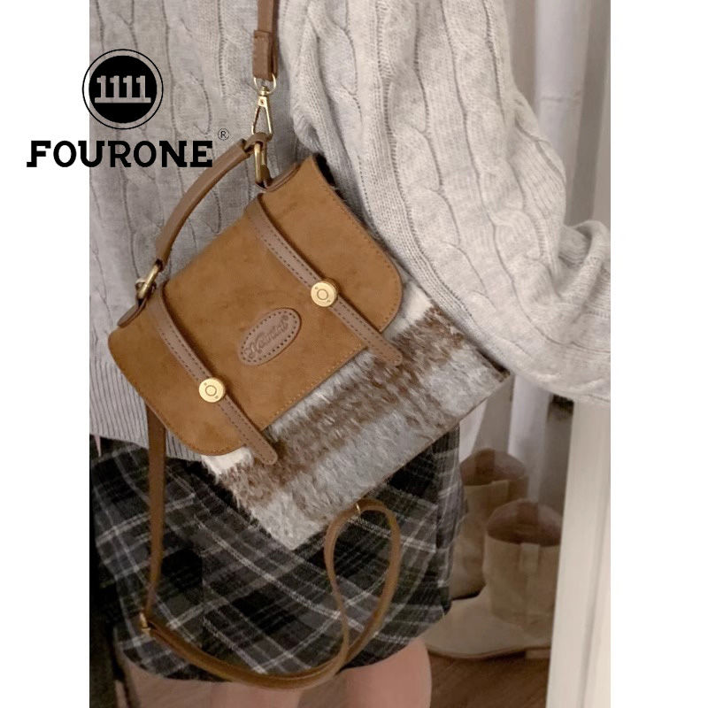 Wool plaid backpack women's new trendy retro college backpack versatile multi-functional handbag