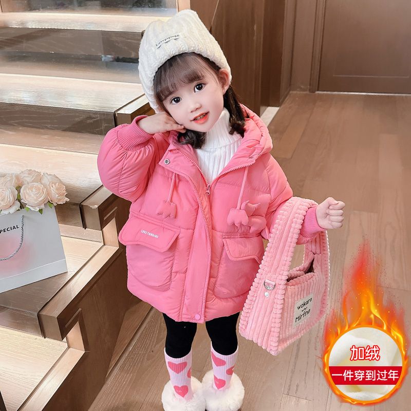 Girls' Down Cotton Jacket 2023 New Baby Cotton Jacket Winter Clothes Western Style Children's Clothing Autumn and Winter Cotton Clothes Jackets Winter Style