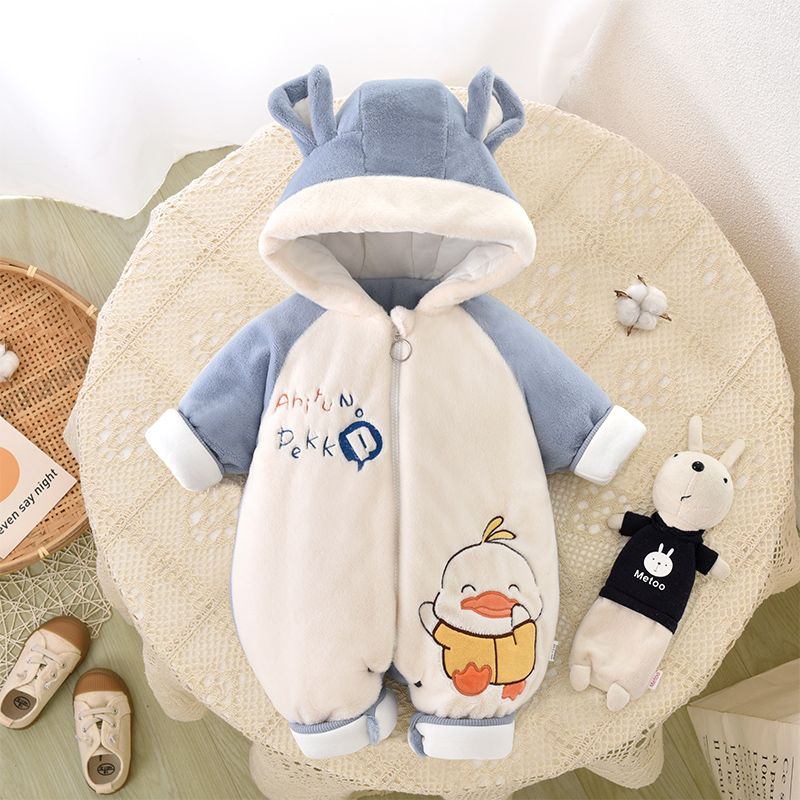 Baby clothes, winter cotton, thickened and warm cotton clothes, baby jumpsuits, velvet khakis, newborn outing clothes