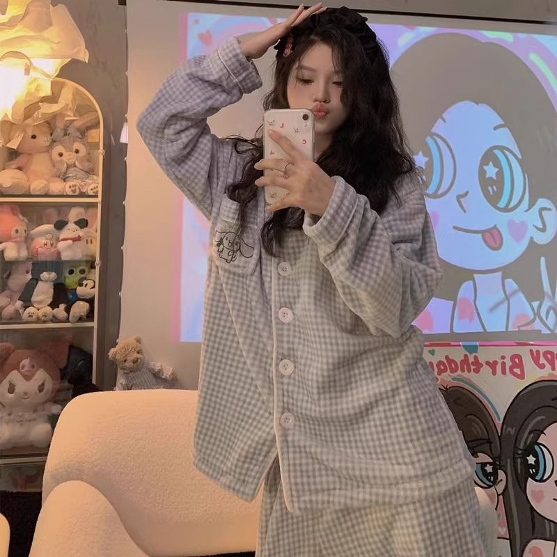 珊瑚絨睡衣女冬季長袖2023年新款法蘭絨加厚保暖春秋天家居服套裝