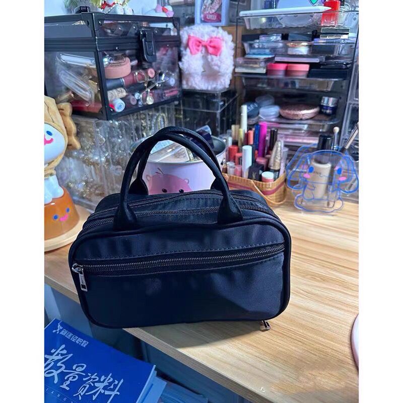 Waterproof fabric practical portable double-layer cosmetic bag simple multi-functional large capacity portable storage bag