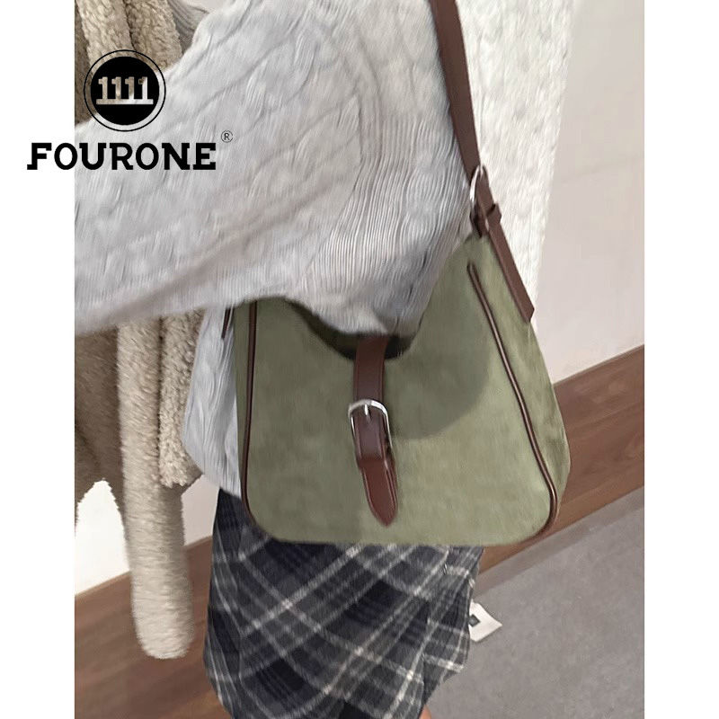 Retro buckskin armpit bag for women, new trendy Korean niche tote bag, large capacity crossbody bag