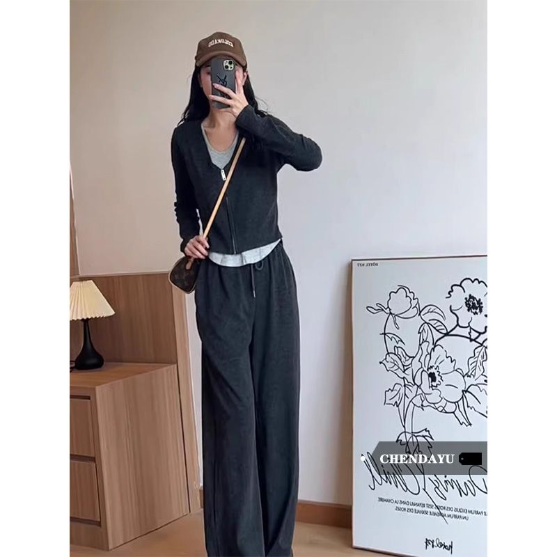 陳大鈺今年流行的時尚套裝女秋冬季小個子穿搭氣質休閒運動兩件套