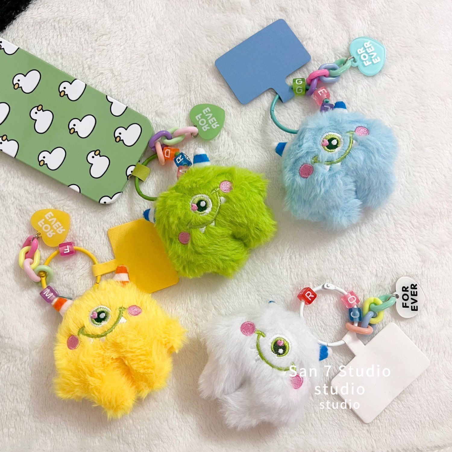 Popular girl big-eyed monster pendant keychain plush mobile phone pendant cute bag plush toy gift