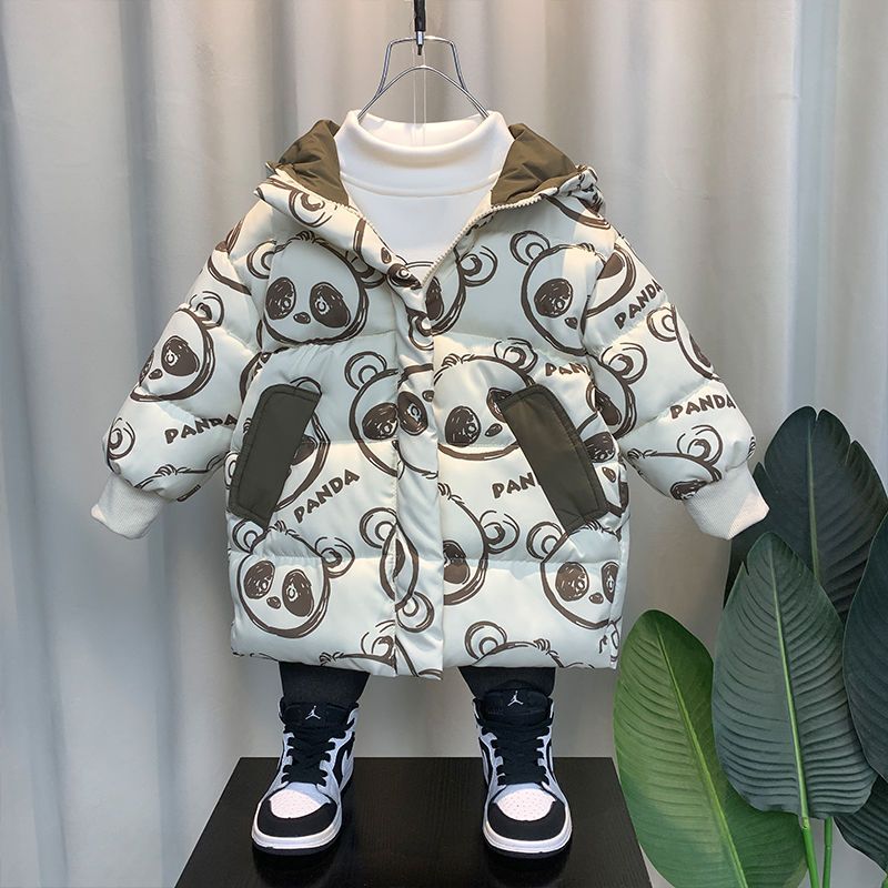 男童棉服冬季23新款儿童装熊猫洋气宝宝冬装棉衣时髦棉袄加厚外套