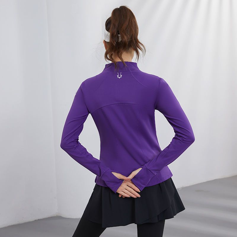 范斯蒂克秋冬新款女子抓绒立领拉链瑜伽长袖专业跑步训练健身上衣