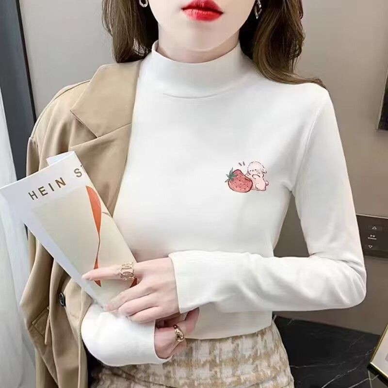 德絨韓版內搭半高領小眾ins風氣質長袖t恤女顯瘦百搭秋冬打底上衣