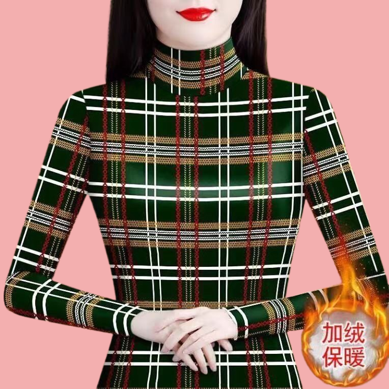 半高領加絨打底女裝秋冬季新款洋氣中老年長袖修身搭小衫保暖上衣