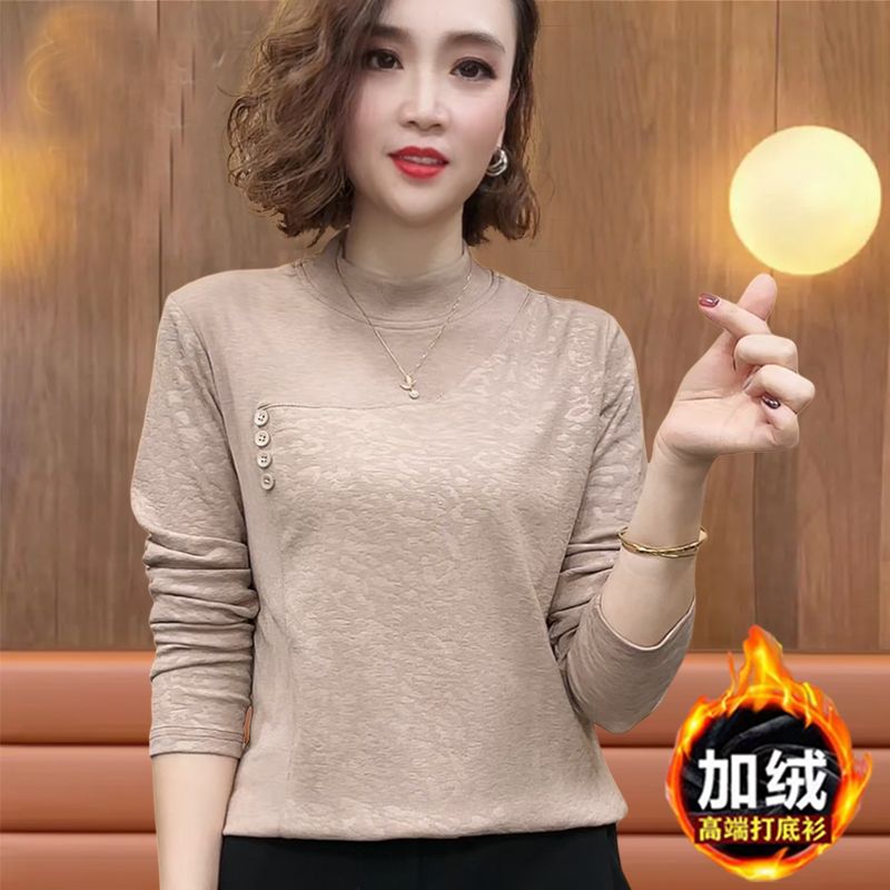 工廠直銷針織提花打底衫秋冬新款時尚洋氣百搭中年媽媽女長袖上衣