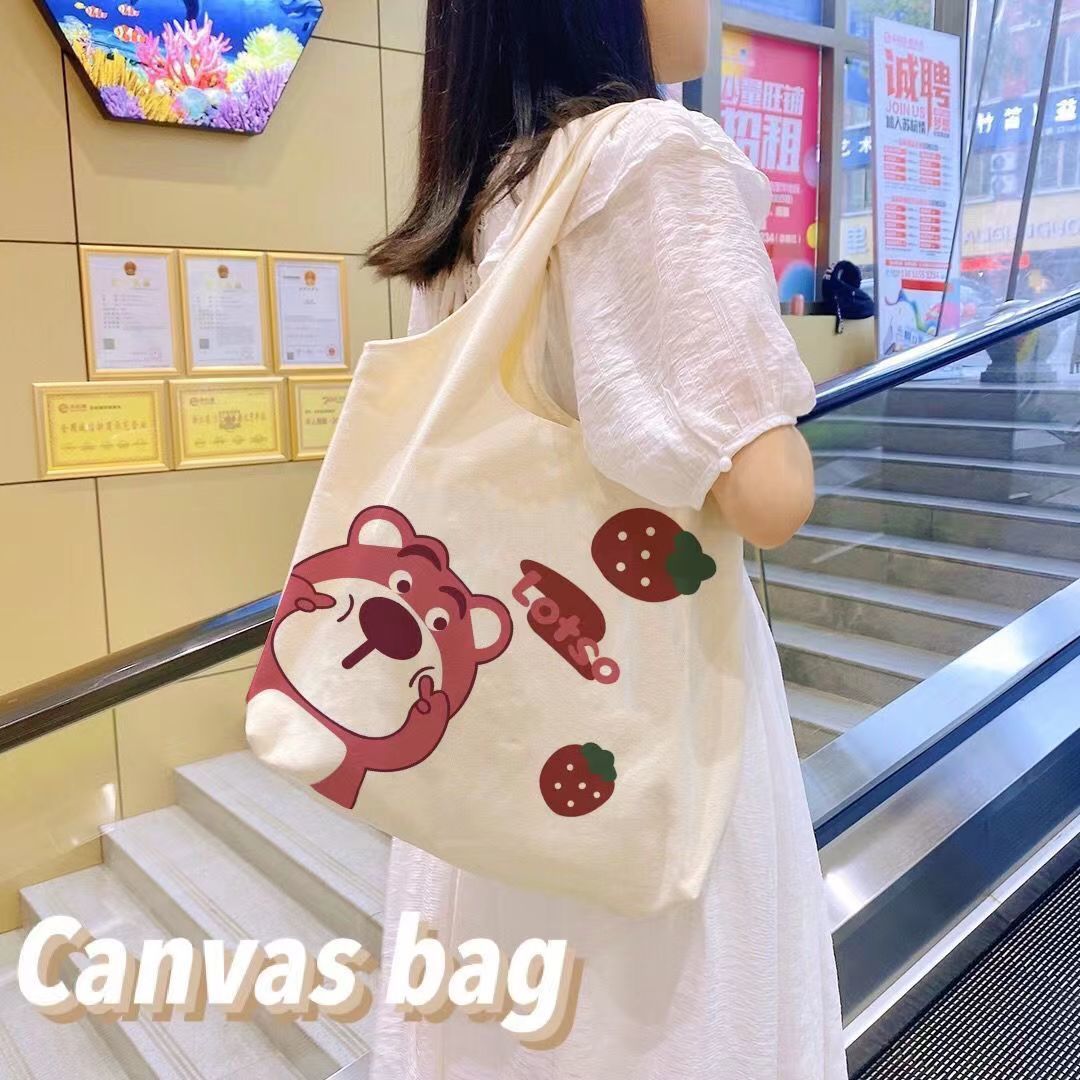 Canvas bag ins literary female student vest canvas bag shoulder bag  new versatile handbag tutorial bag