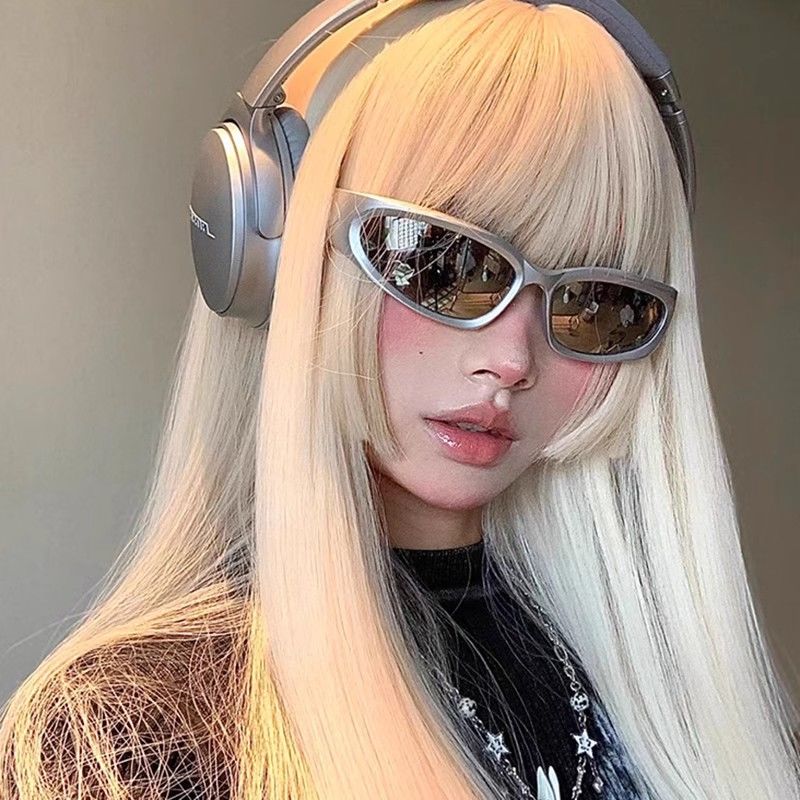 Z Millennium future technology sense silver cat-eye sunglasses y2K hot girl Internet celebrity sunglasses female hip-hop dance sunglasses