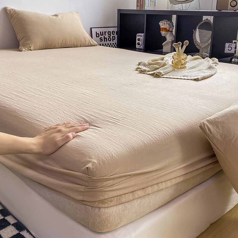 简约纯色水洗棉床笠床罩单件全包床单四季席梦思床垫保护套1.5米
