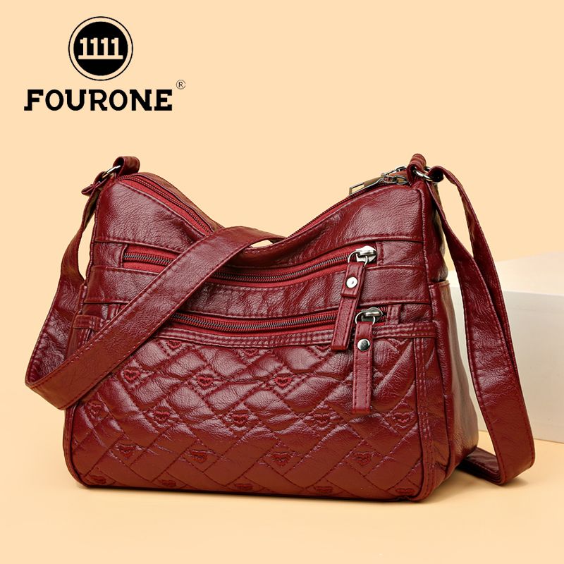 Crossbody texture new style middle-aged women's bag mother's bag mother-in-law bag multi-layer soft leather shoulder bag crossbody bag