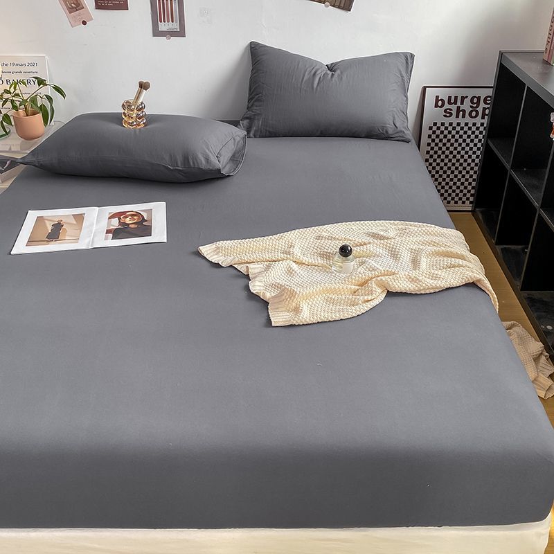 日式纯色水洗棉床笠单件席梦思床垫保护罩防尘床罩全包床单1.5米