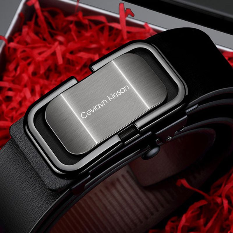 Genuine men's leather belt leather automatic buckle belt durable casual leather belt high-grade_voghion.com