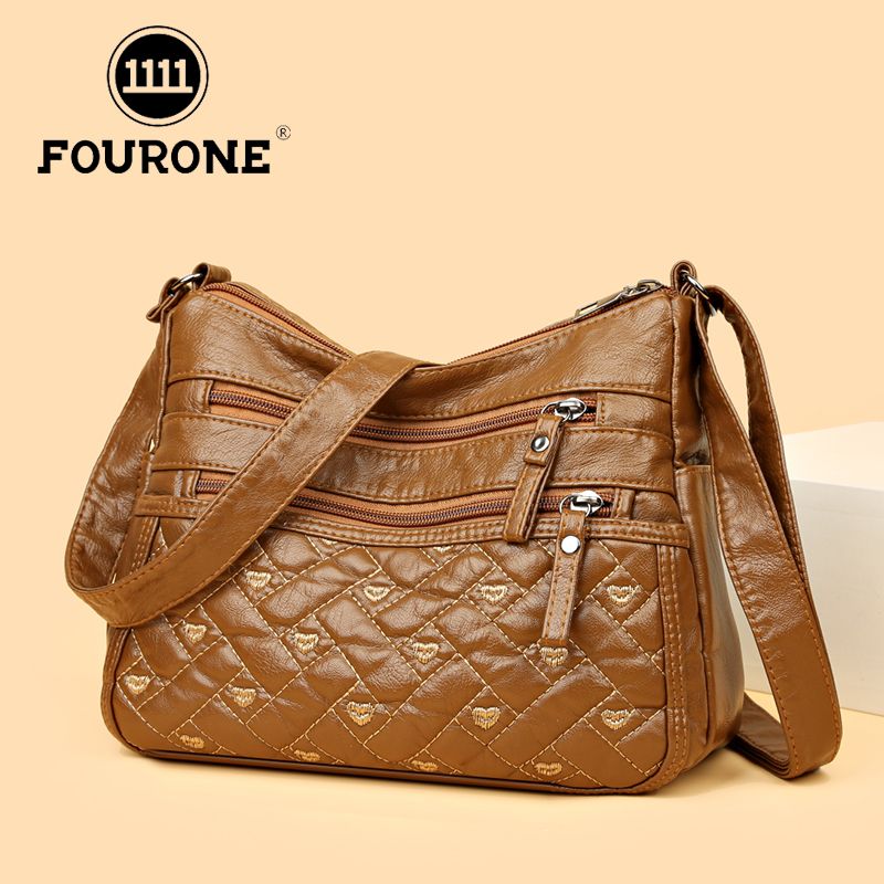 Crossbody texture new style middle-aged women's bag mother's bag mother-in-law bag multi-layer soft leather shoulder bag crossbody bag