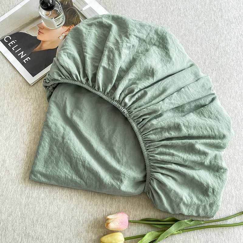 日式纯色床笠单件水洗棉床罩四季席梦思床垫保护套全包床单1.5米