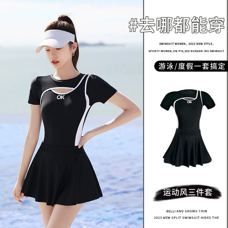Women's swimsuit 2023 new popular model covers belly and looks slimming hot spring one-piece swimsuit conservative women's high-end swimsuit