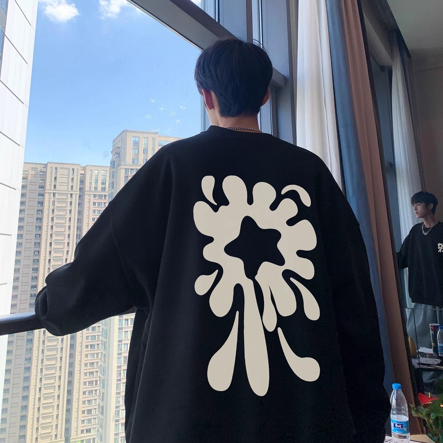 重磅純棉衛衣男秋冬季新款美式復古圓領上衣潮牌百搭情侶寬鬆外套