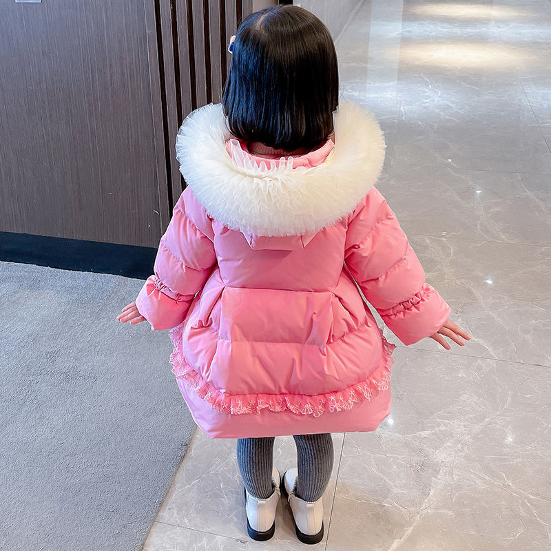 女童冬装中长款棉衣2023新款儿童女宝宝洋气加厚保暖公主棉服外套