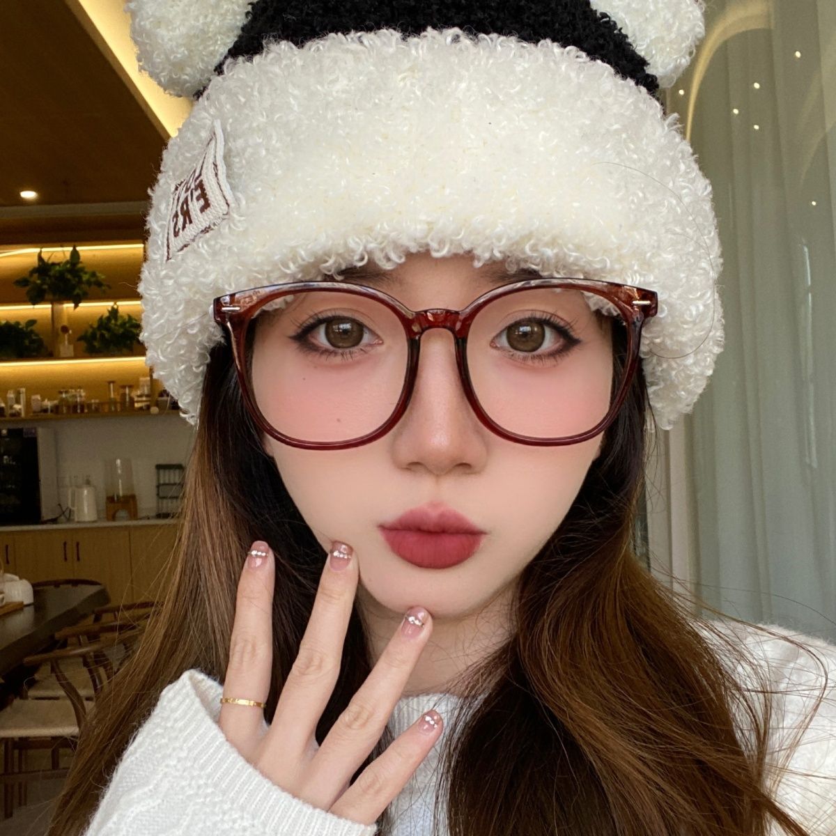 超輕眼鏡框女度數近視眼鏡ins高顏值椰子透明眼鏡防藍光栗子棕框