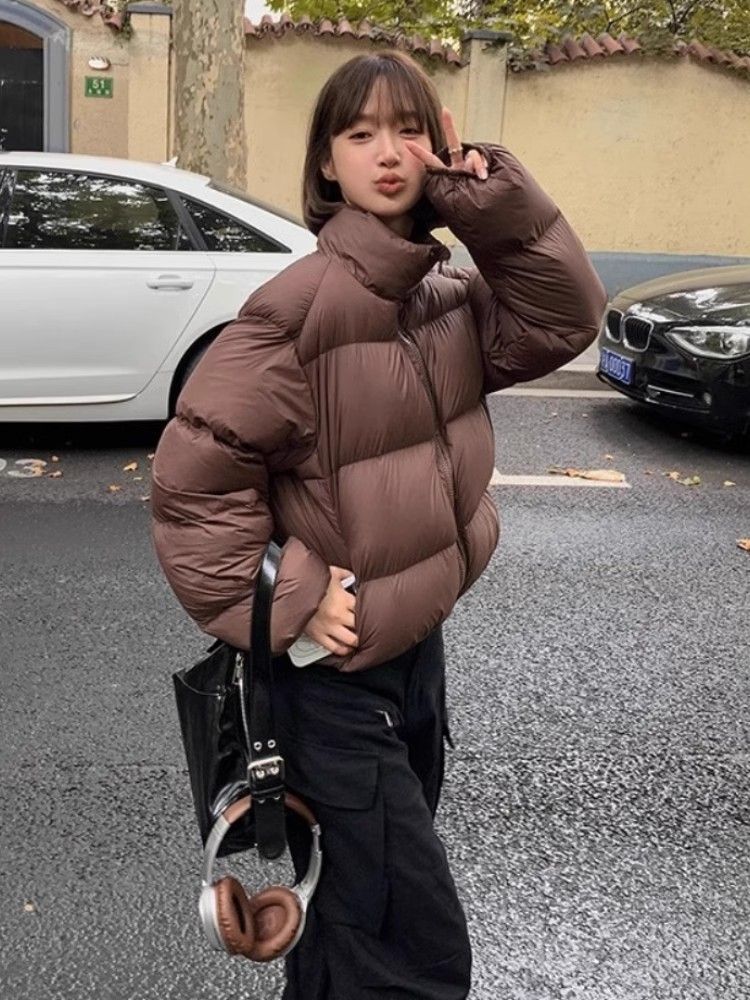 肯豆风短款羽绒服女2023冬新款韩版小个子高腰加厚面包服洋气外套