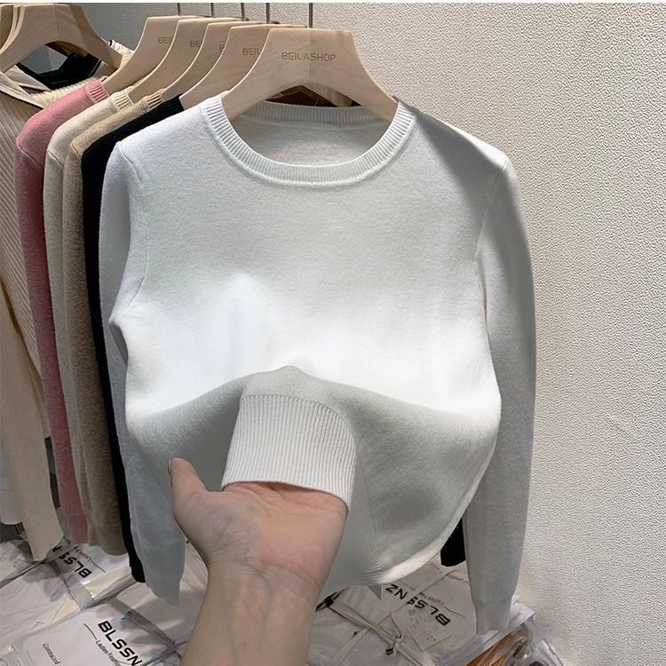 慵懶風毛衣打底衫女秋冬2022新款洋氣內搭加絨加厚保暖一體絨上衣