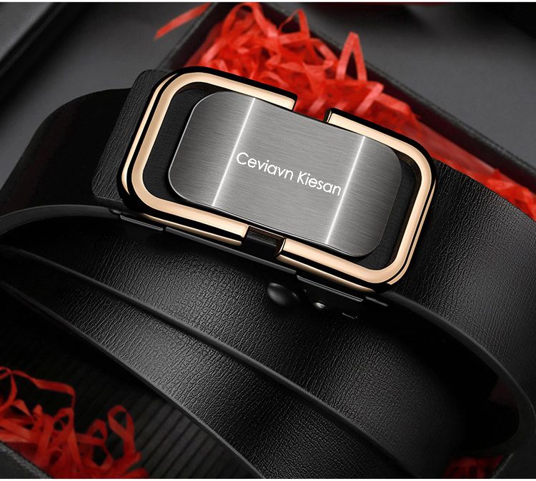 Men's Leather Belt Genuine Leather Automatic Buckle Casual Style_voghion.com
