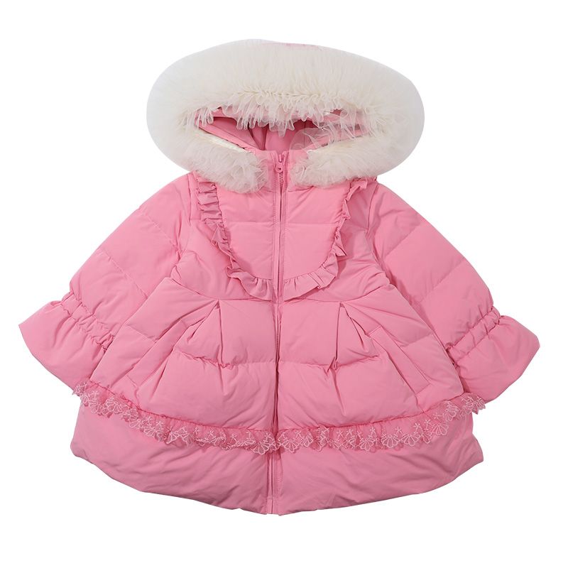 女童冬装中长款棉衣2023新款儿童女宝宝洋气加厚保暖公主棉服外套