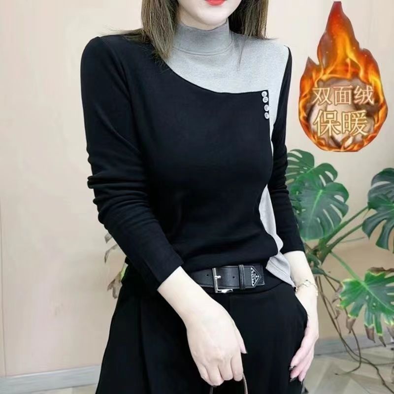爆款高檔女裝秋冬新品雙面絨打底衫時尚新款百搭女半高領保暖上衣
