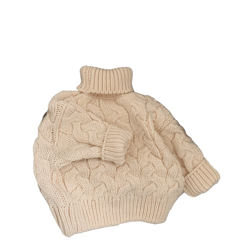 Children's base layer autumn and winter children's sunflower gauze sleeve baby solid color knitted warm and stylish pullover sweater