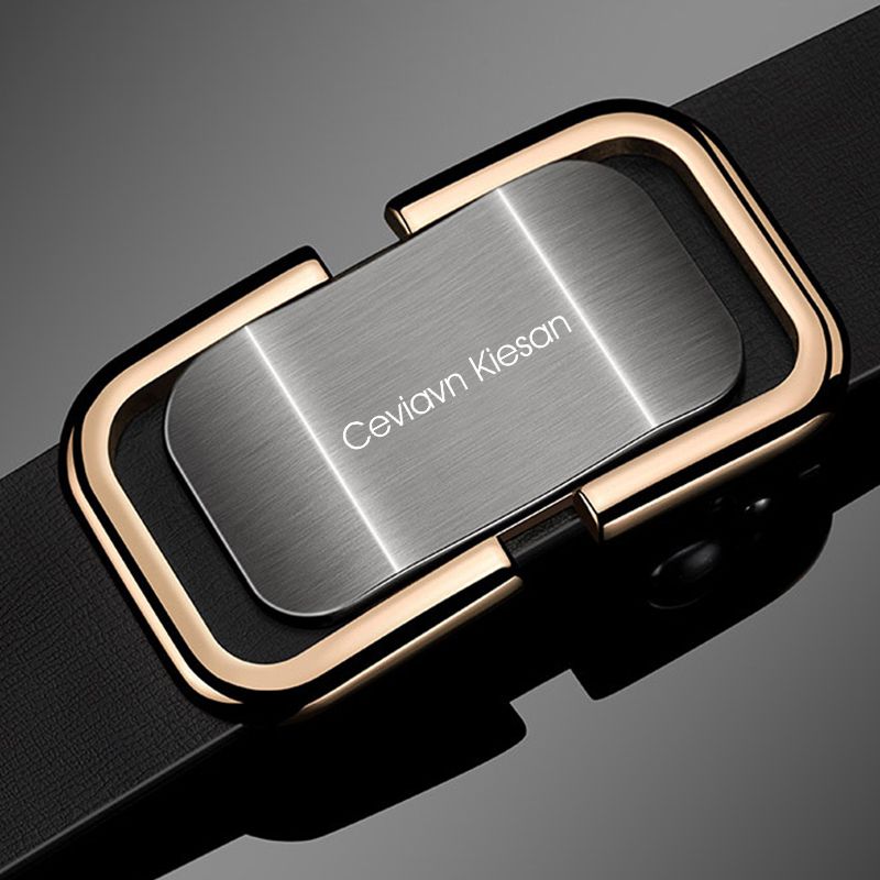 Genuine men's leather belt leather automatic buckle belt durable casual leather belt high-grade_voghion.com