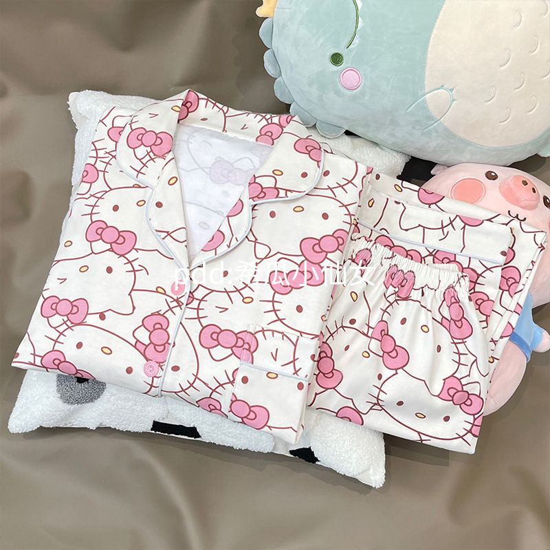 hellokitty貓睡衣女春秋新款韓版長袖ins日系卡通可愛學生家居服