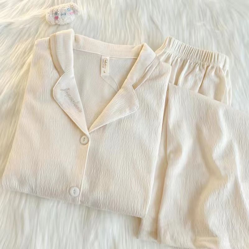 睡衣女春秋2023新款長袖大碼甜美公主風可外穿家居服套裝秋季薄款