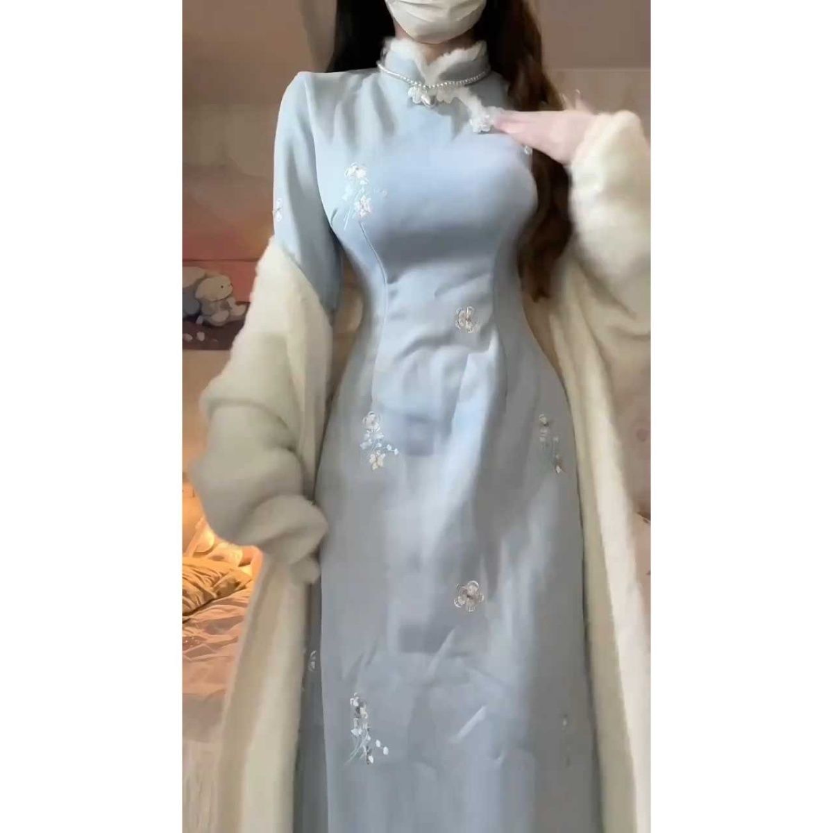 一堯【棠梨煎雪】新中式國風秋冬季溫柔氣質連衣裙女優雅刺繡日常