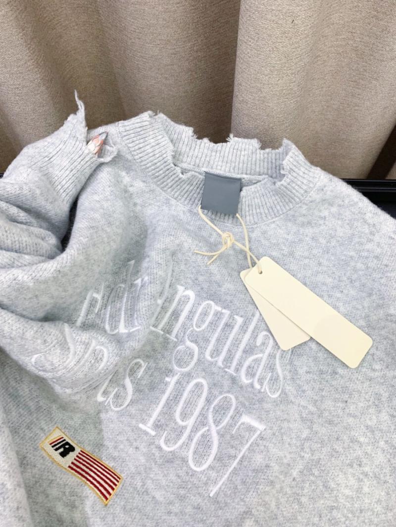 繽慕美式毛衣女秋冬街頭字母刺繡破壞感針織衫vintage慵懶風上衣