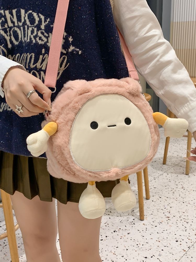 卡通蛋仔派對毛絨包大容量可愛少女手提包單肩丑萌搞怪仙女斜挎包