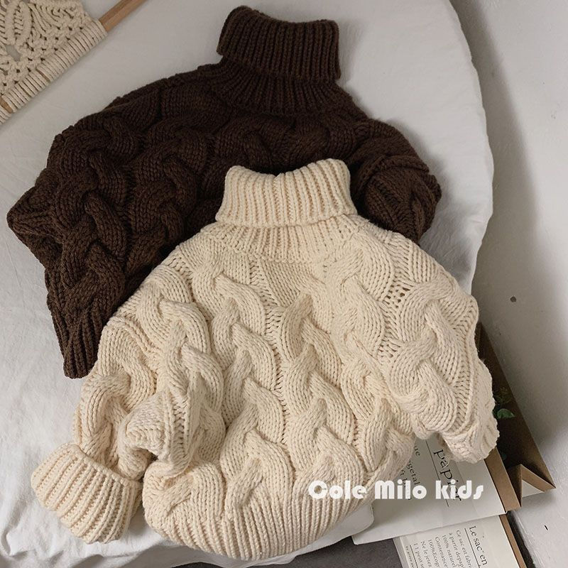 儿童韩国高领麻花粗线毛衣男童女童针织衫冬季宝宝上衣保暖毛衫潮