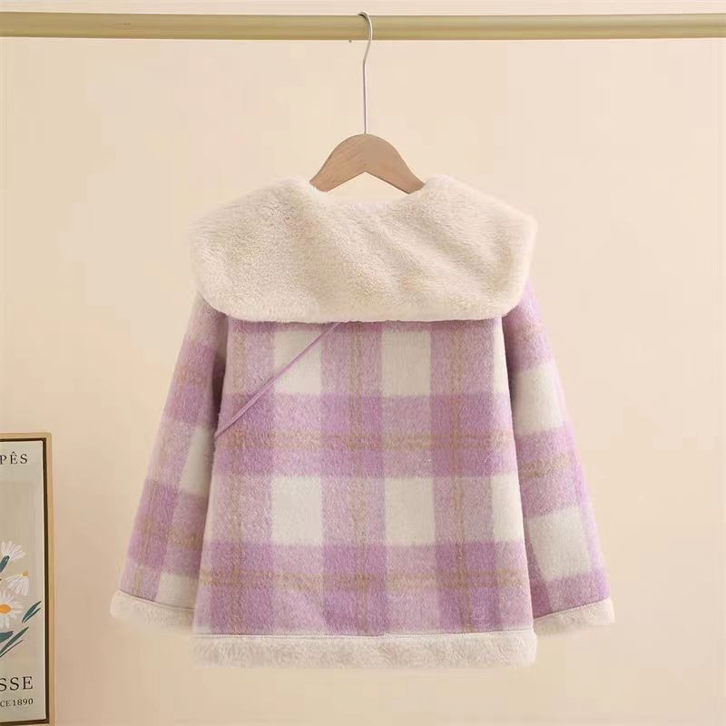 Girls' fleece jacket autumn and winter  new children's clothing fashionable wool sweater girl's lamb velvet top