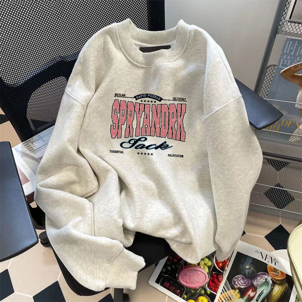 美式潮流衛衣無帽男女同款秋冬季學生百搭寬鬆情侶外套加絨上衣服