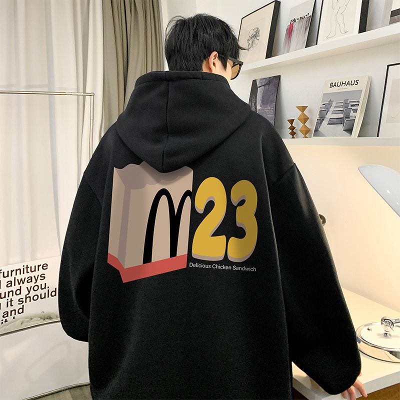 重磅美式連帽衛衣男秋冬款加絨加厚潮牌oversize寬鬆帥氣高街外套
