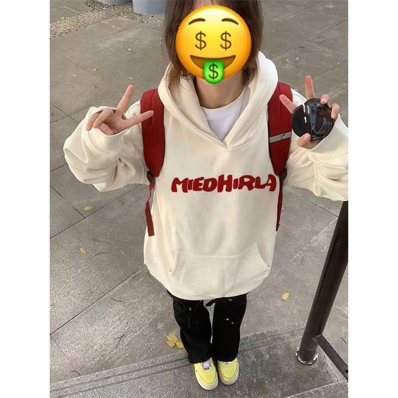 秋冬新款連帽衛衣女潮ins百搭寬鬆加絨加厚字母長袖上衣服薄