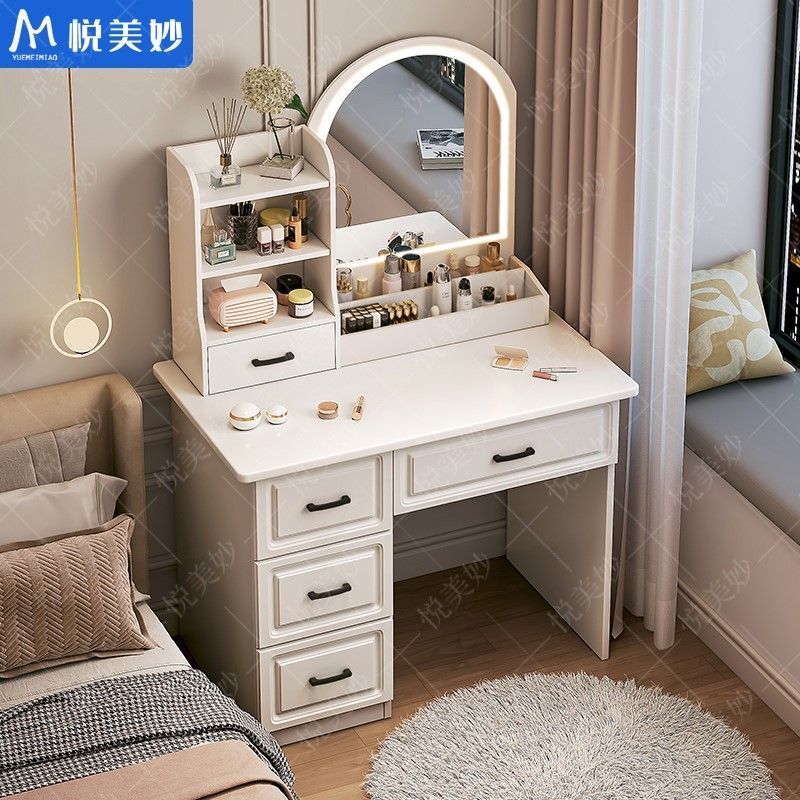 卧室梳妆台新款小户型化妆桌现代简约化妆台网红ins风收纳柜一体