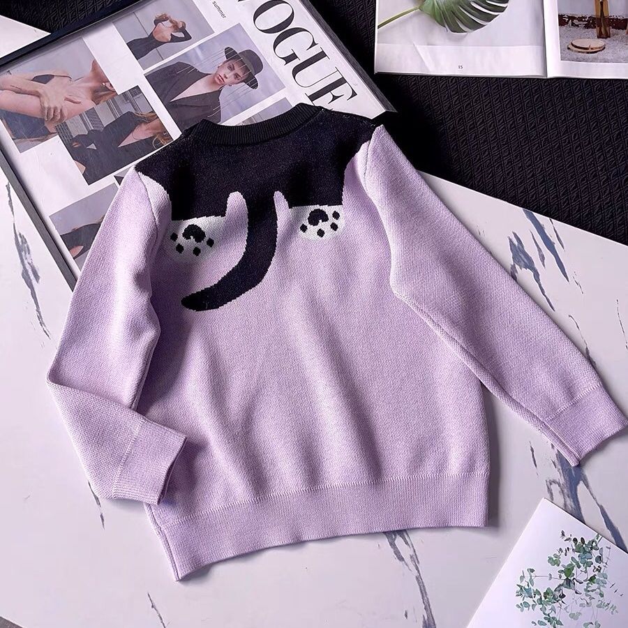 2024 Spring New Fashion Girls Knitted Sweaters Sweaters Princess Style Handsome Cute Cartoon Embroidery Trendy