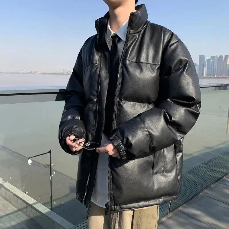 2023年秋冬季新款棉襖男士外套短款皮麵包服羽絨棉服韓版潮流棉衣