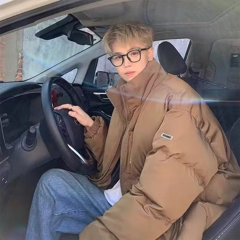 美式復古棉服外套男冬季2023新款寬鬆立領麵包服潮牌加厚保暖棉衣
