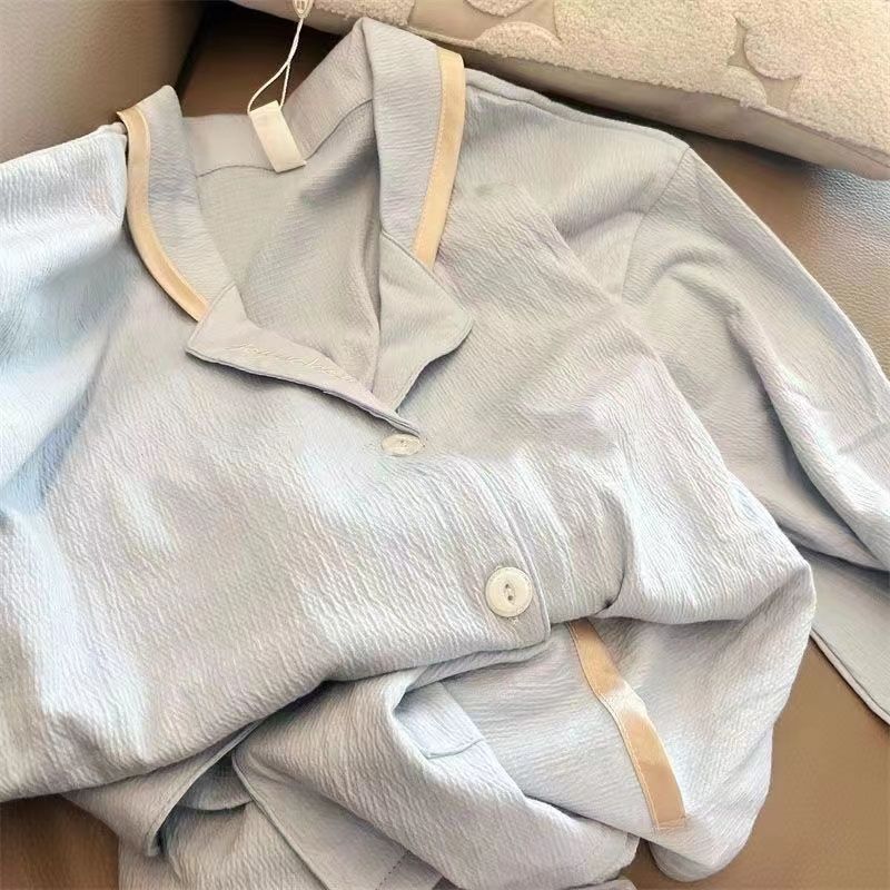 高級感純色氣質睡衣女2023年新款長袖春秋款夏季可外穿家居服套裝
