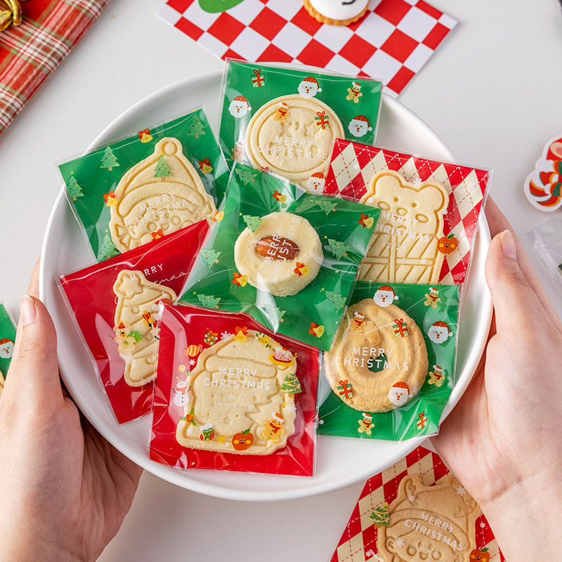圣诞节自粘袋糖果自封圣诞乐园混装雪花酥牛扎糖饼干西点包装袋子